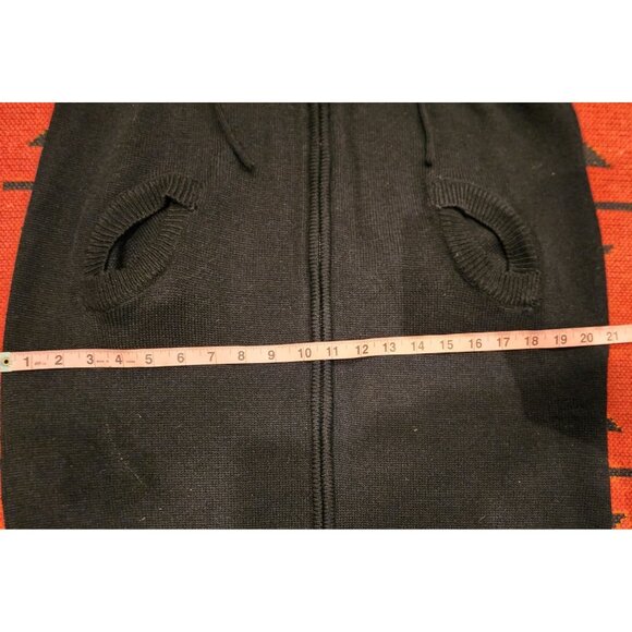 NEW Vintage Ci Sono Black Hooded Longline Sweater Coat Women's L Zip Closure - Picture 13 of 16